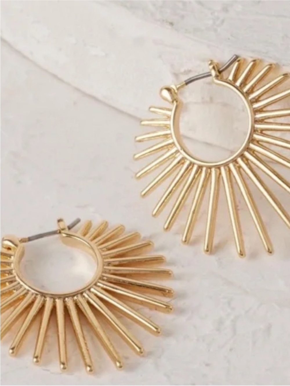 New! Gold Sun Ray Hoop Earrings (4015) NWOT